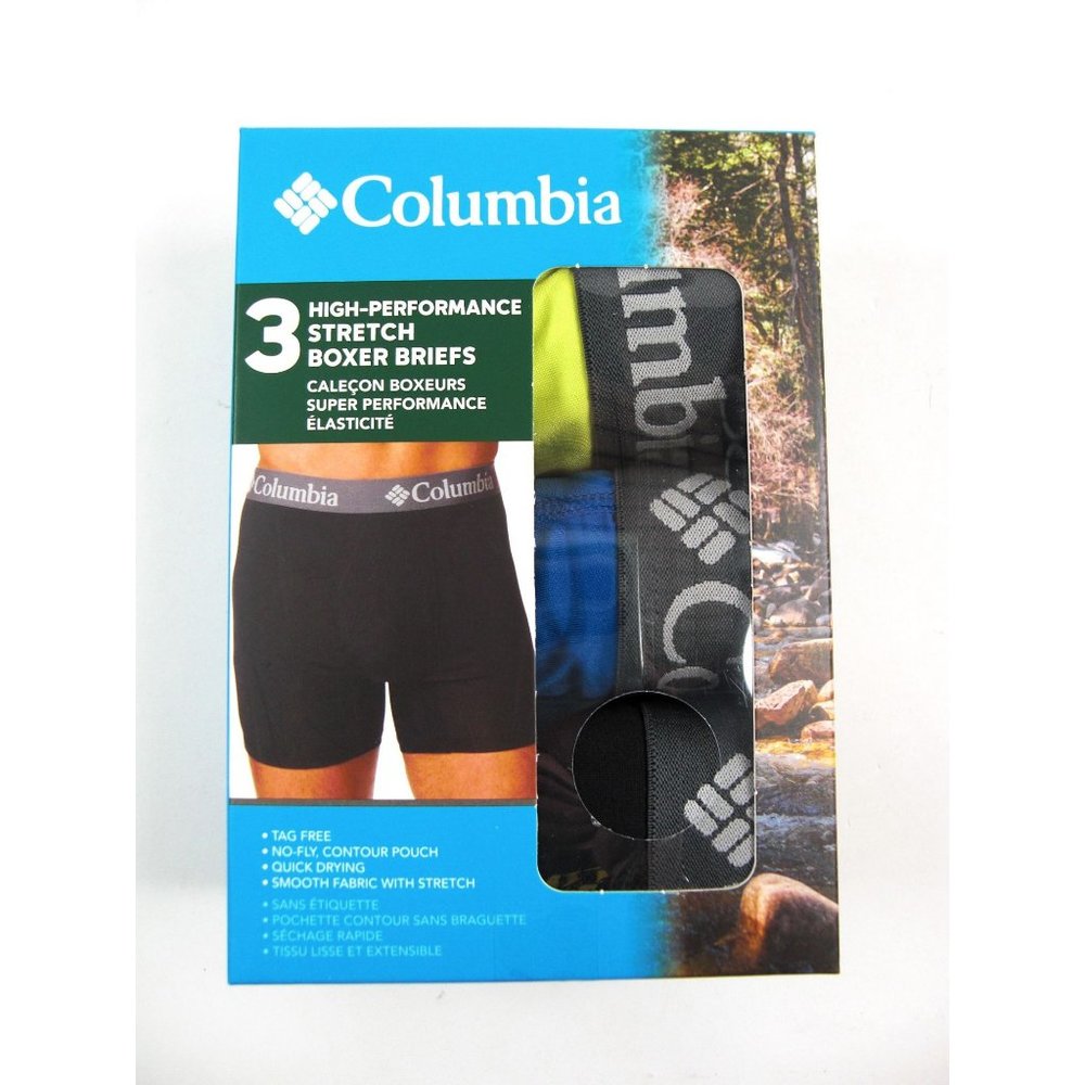 1-COLUMBIA 3 PACK Men's XL HIGH-PERFORMANCE STRETCH BOXER BRIEFS
